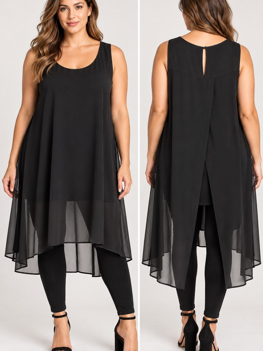 Torrid black sleeveless chiffon extreme tunic size 2X 18/20
